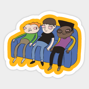 Funny 3 Stoner Guys Chillin' on the Couch Sticker